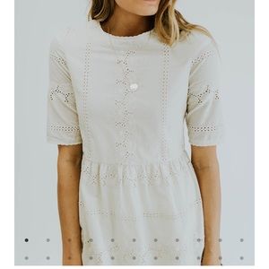 Cotton Cream Lace Eyelet Midi